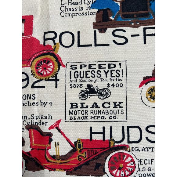 Vintage Fabric Antique Cars Buick Rolls Royce Hudson LaSalle 45" x 55" Tan Red - Picture 5 of 5